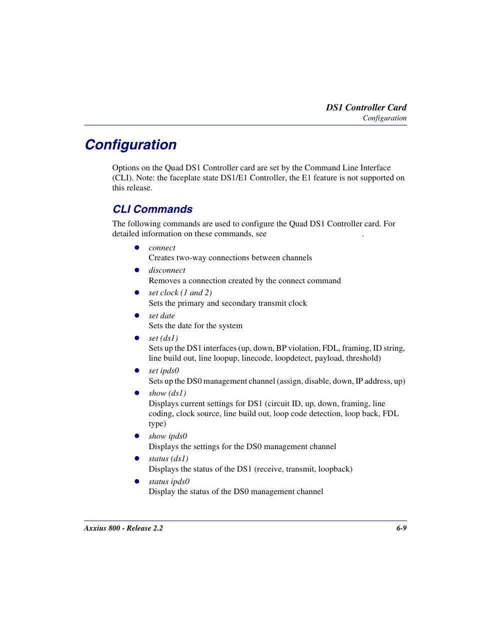 Configuration, Cli commands, Configuration -9 | Cli commands -9 | Carrier Access Network Device Axxius 800 User Manual | Page 371 / 568