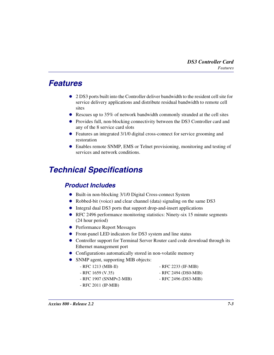 Features, Technical specifications, Product includes | Features -3 technical specifications -3, Product includes -3 | Carrier Access Network Device Axxius 800 User Manual | Page 375 / 568