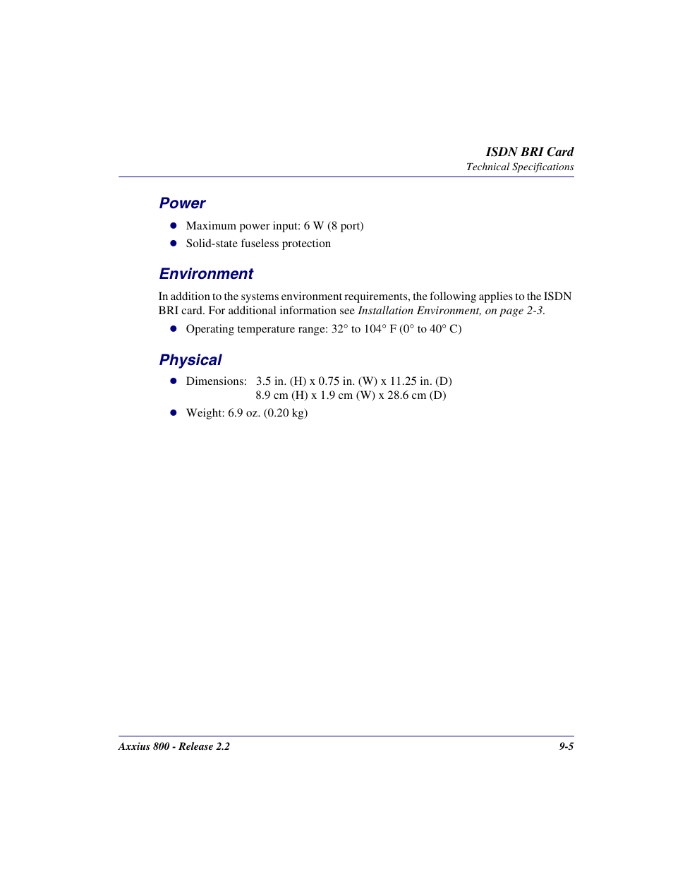 Power, Environment, Physical | Power -5 environment -5 physical -5 | Carrier Access Network Device Axxius 800 User Manual | Page 397 / 568