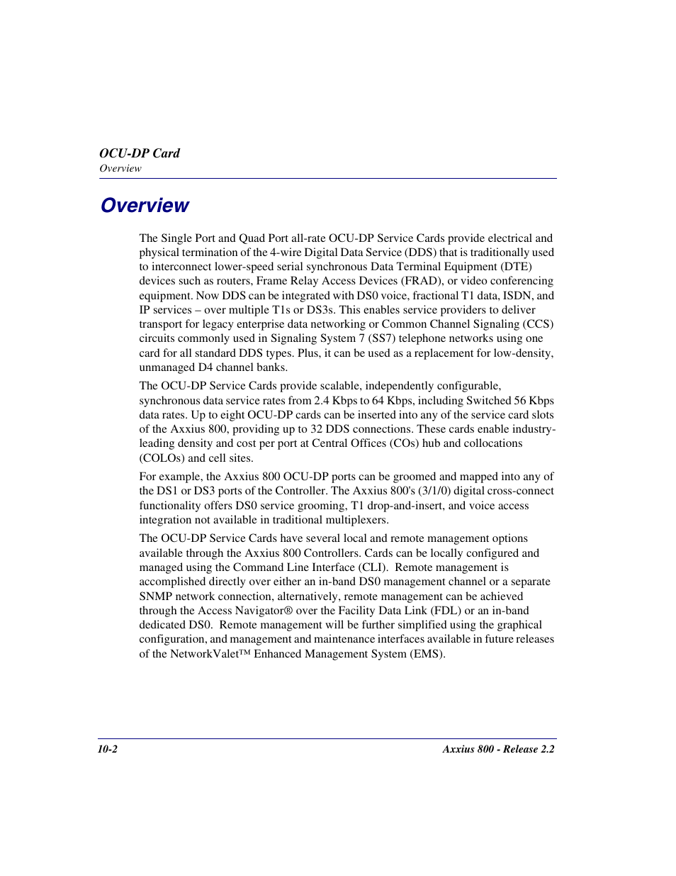 Overview, Overview -2 | Carrier Access Network Device Axxius 800 User Manual | Page 402 / 568