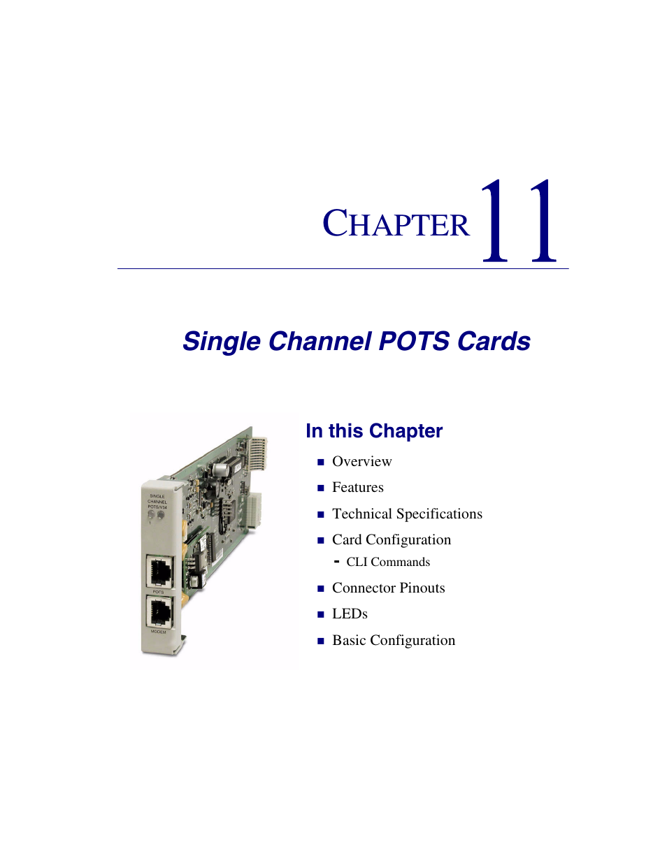 11 - single channel pots cards, Single channel pots cards, Hapter | Carrier Access Network Device Axxius 800 User Manual | Page 415 / 568