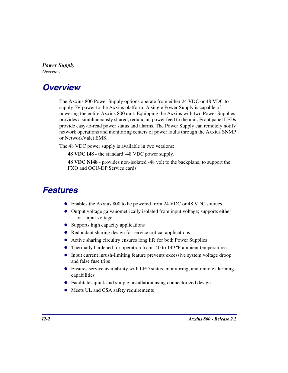 Overview, Features, Overview -2 features -2 | Carrier Access Network Device Axxius 800 User Manual | Page 424 / 568