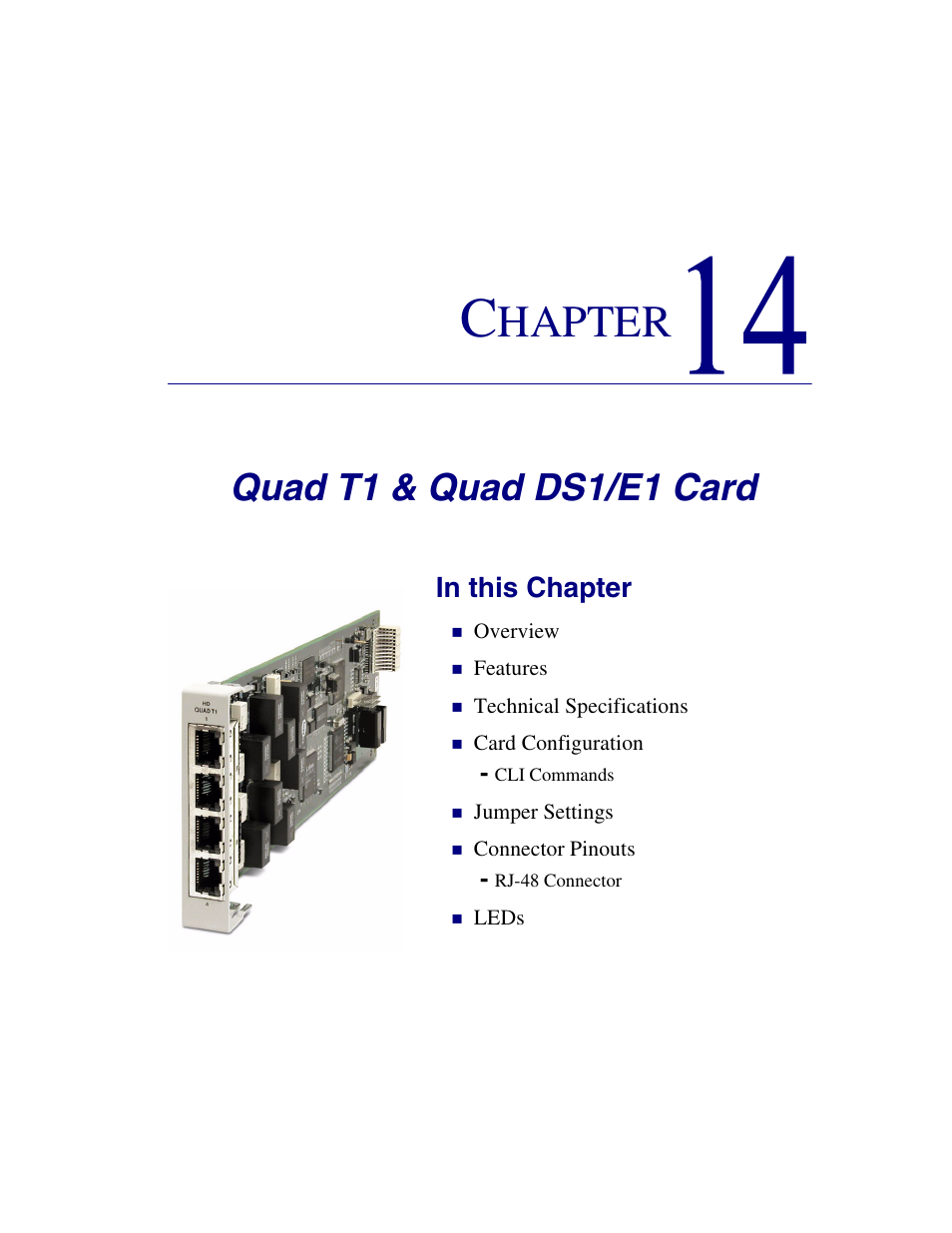 14 - quad t1 & quad ds1/e1 card, Quad t1 & quad ds1/e1 card, Hapter | Carrier Access Network Device Axxius 800 User Manual | Page 443 / 568