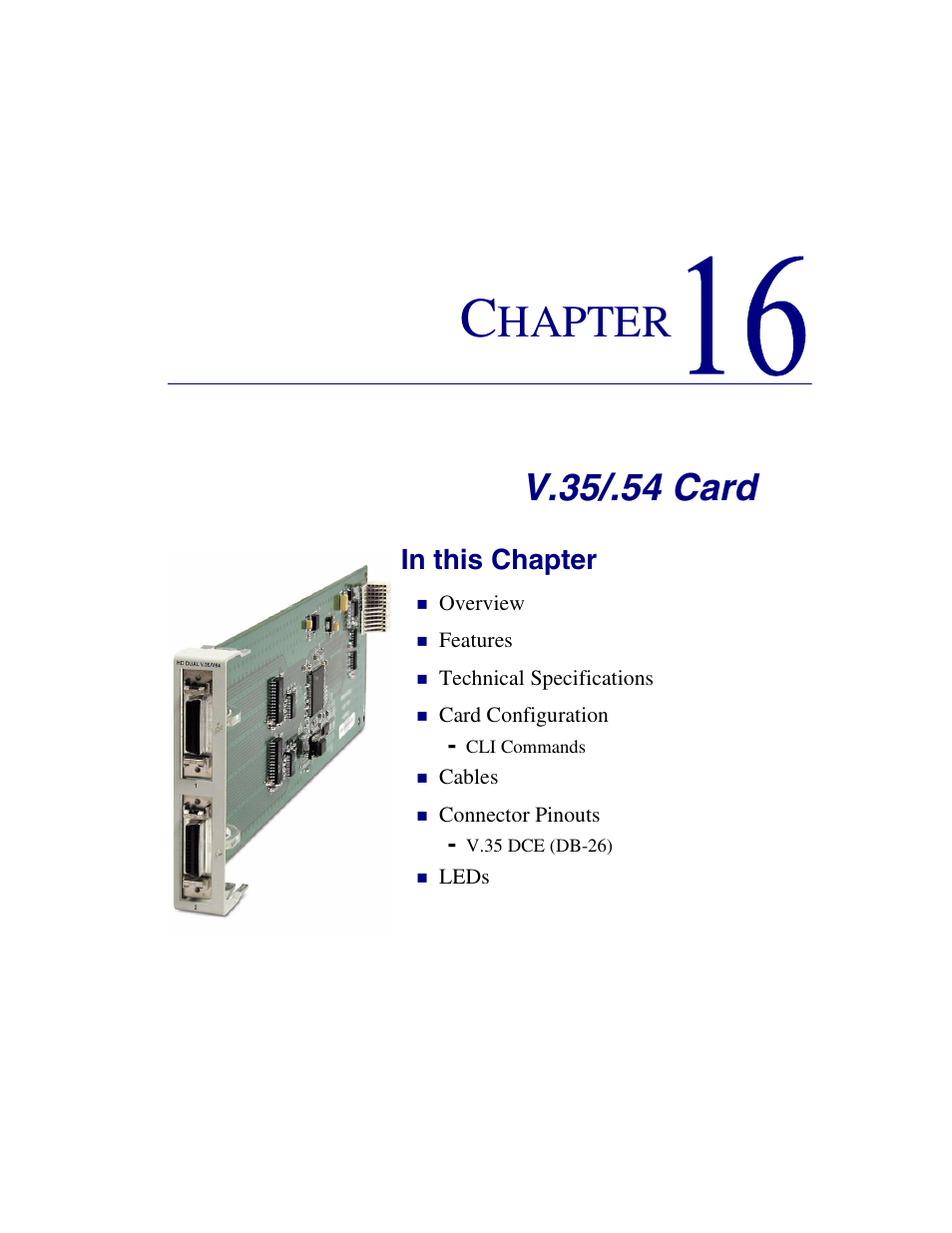16 - v.35/.54 card, V.35/.54 card, Hapter | Carrier Access Network Device Axxius 800 User Manual | Page 473 / 568