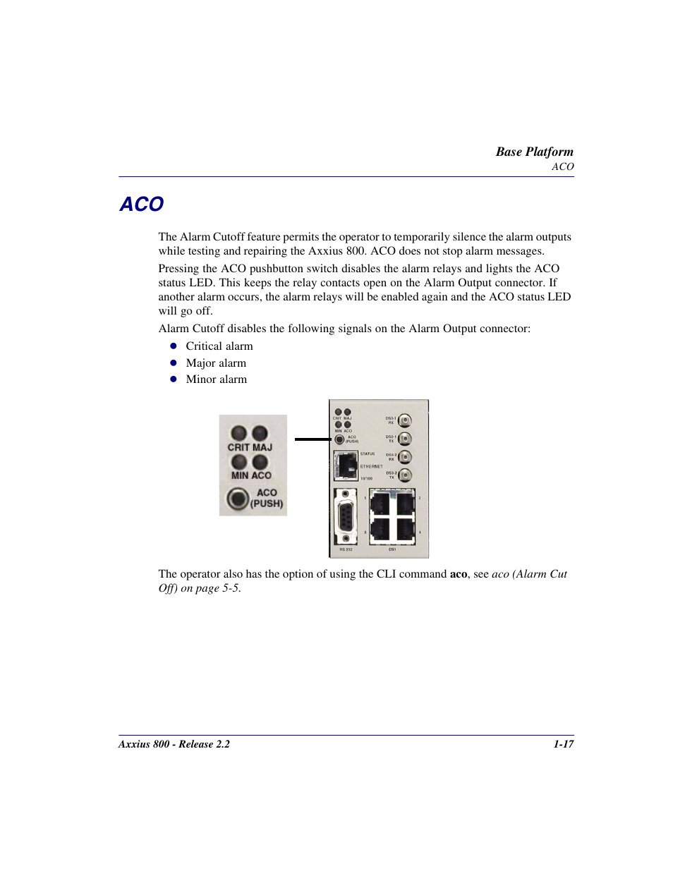 Aco -17 | Carrier Access Network Device Axxius 800 User Manual | Page 49 / 568