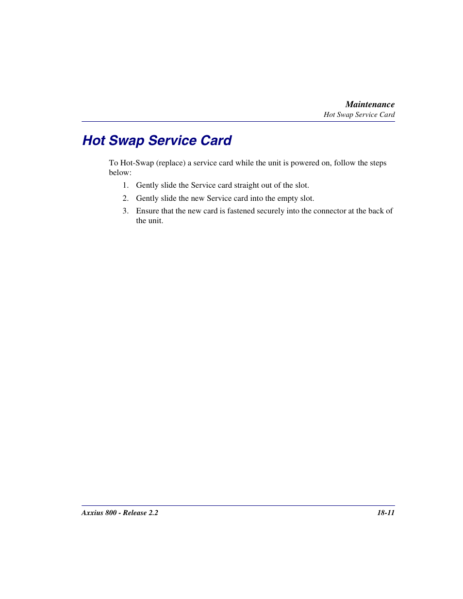 Hot swap service card, Hot swap service card -11 | Carrier Access Network Device Axxius 800 User Manual | Page 499 / 568