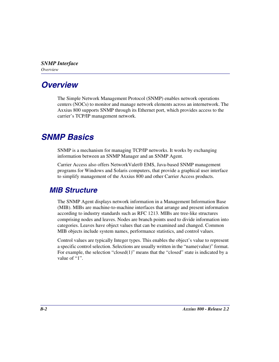 Overview, Snmp basics, Mib structure | Carrier Access Network Device Axxius 800 User Manual | Page 504 / 568