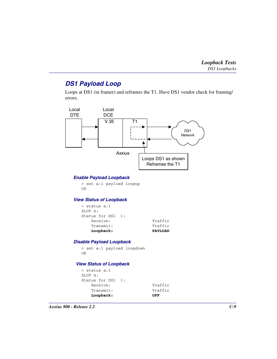 Ds1 payload loop | Carrier Access Network Device Axxius 800 User Manual | Page 519 / 568