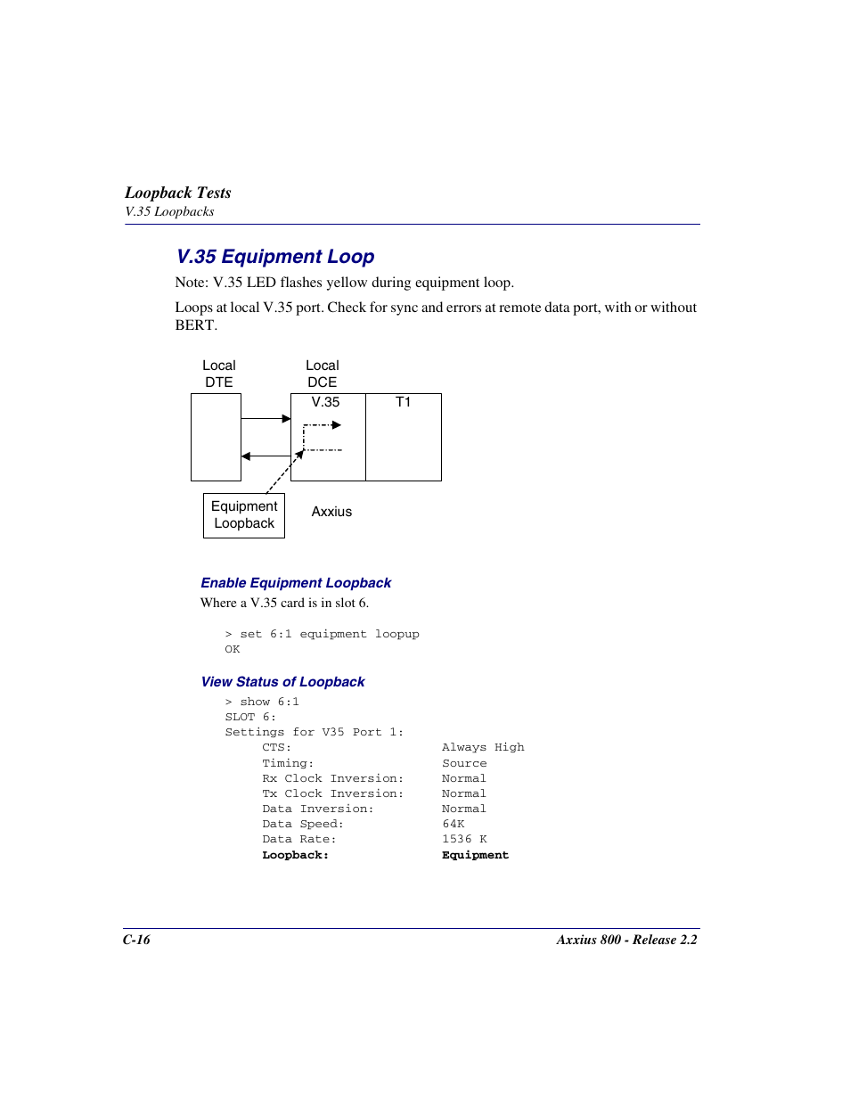 V.35 equipment loop | Carrier Access Network Device Axxius 800 User Manual | Page 526 / 568