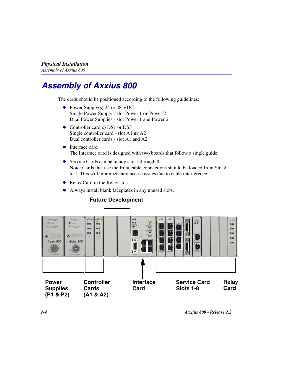 Assembly of axxius 800, Assembly of axxius 800 -4 | Carrier Access Network Device Axxius 800 User Manual | Page 54 / 568