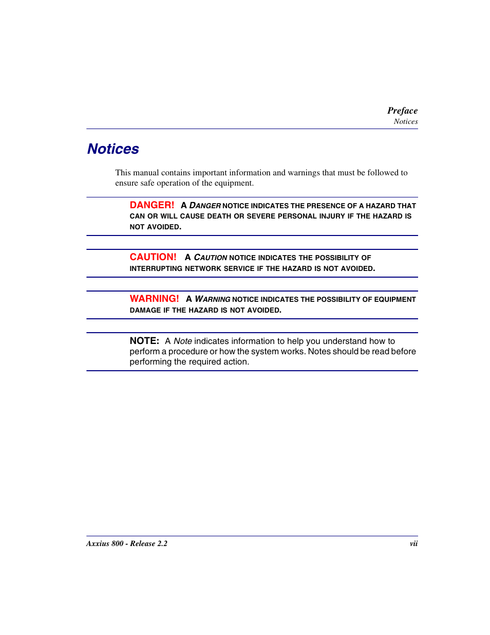 Notices | Carrier Access Network Device Axxius 800 User Manual | Page 7 / 568