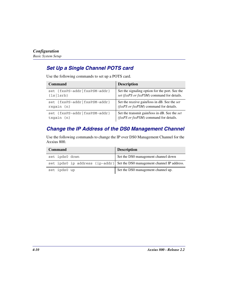 Set up a single channel pots card | Carrier Access Network Device Axxius 800 User Manual | Page 82 / 568