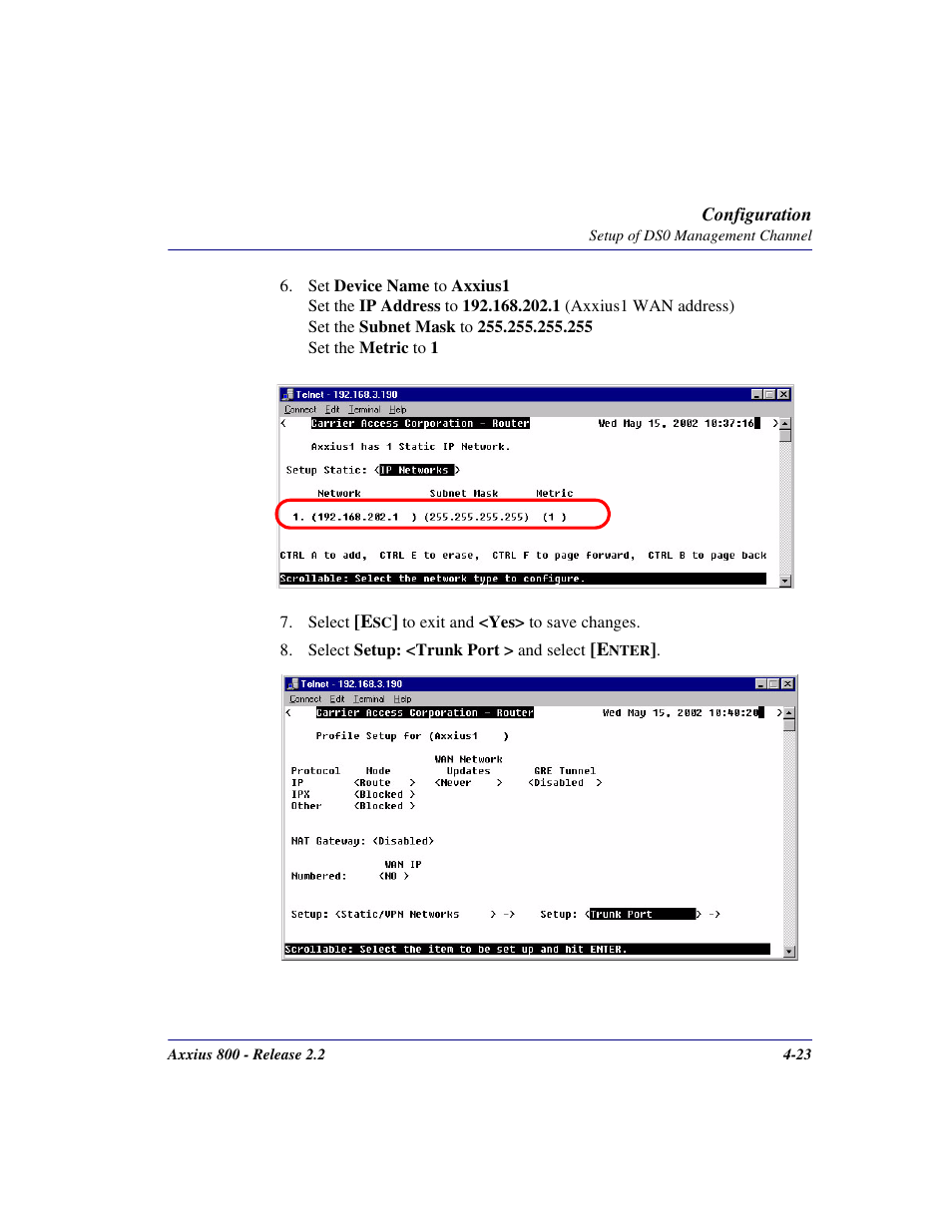 Carrier Access Network Device Axxius 800 User Manual | Page 95 / 568