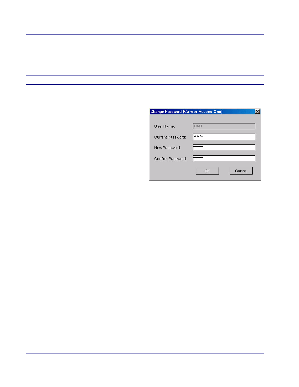Changing your password, Changing your password using the gui, Changing your password using tl1 | Changing your password -18, See changing your password | Carrier Access BROADway System 770-0125-AB User Manual | Page 66 / 96