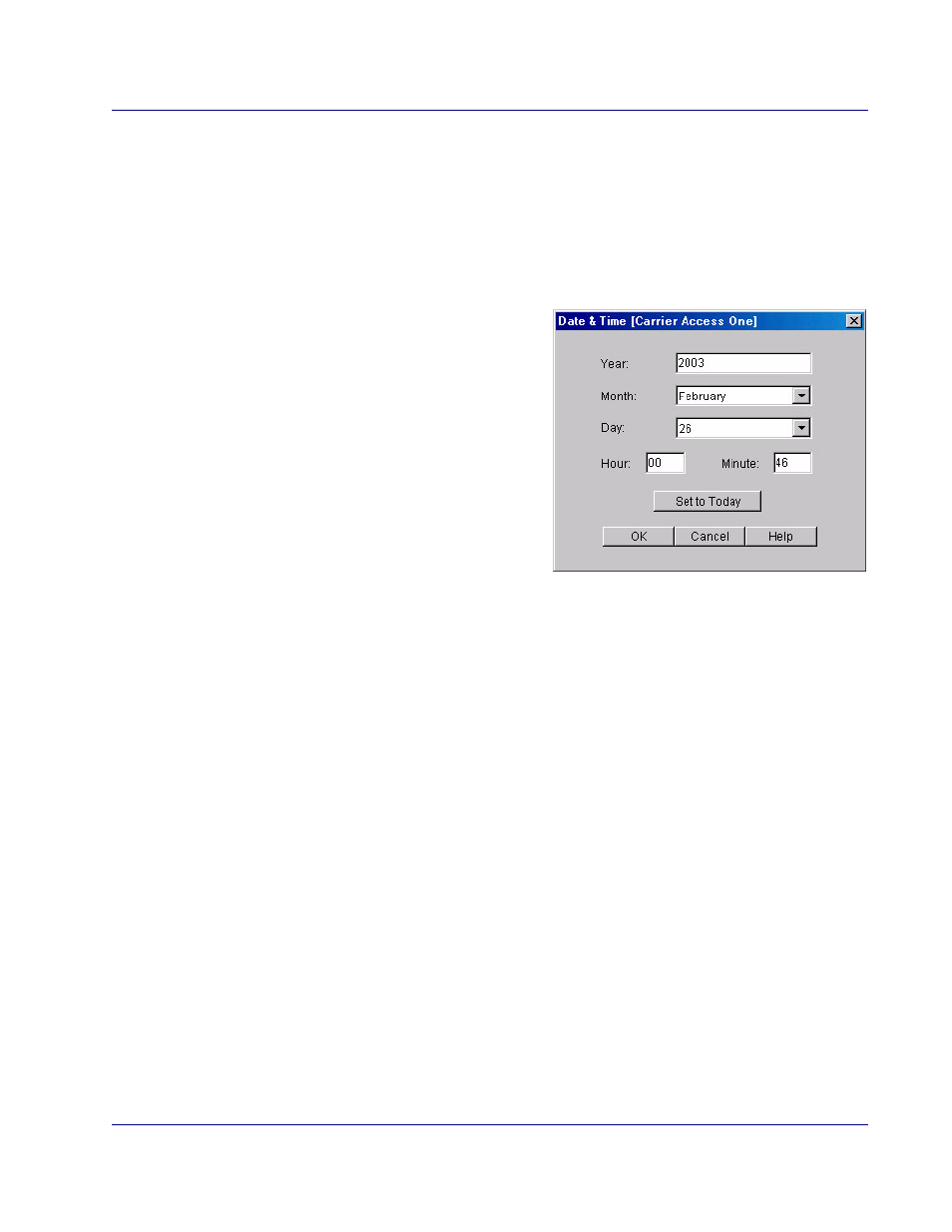 Setting the system date and time, Setting the date and time using the gui, Setting the date and time using tl1 | Setting the system date and time -19 | Carrier Access BROADway System 770-0125-AB User Manual | Page 67 / 96