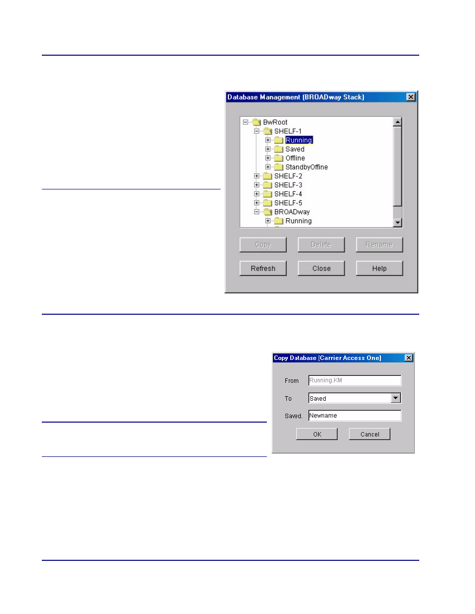 Managing the database using the gui, Managing the database using the gui -24 | Carrier Access BROADway System 770-0125-AB User Manual | Page 72 / 96