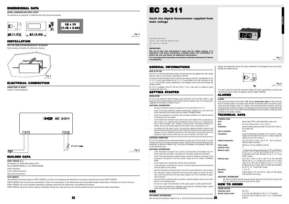 EVCO EC2311 User Manual | 2 pages