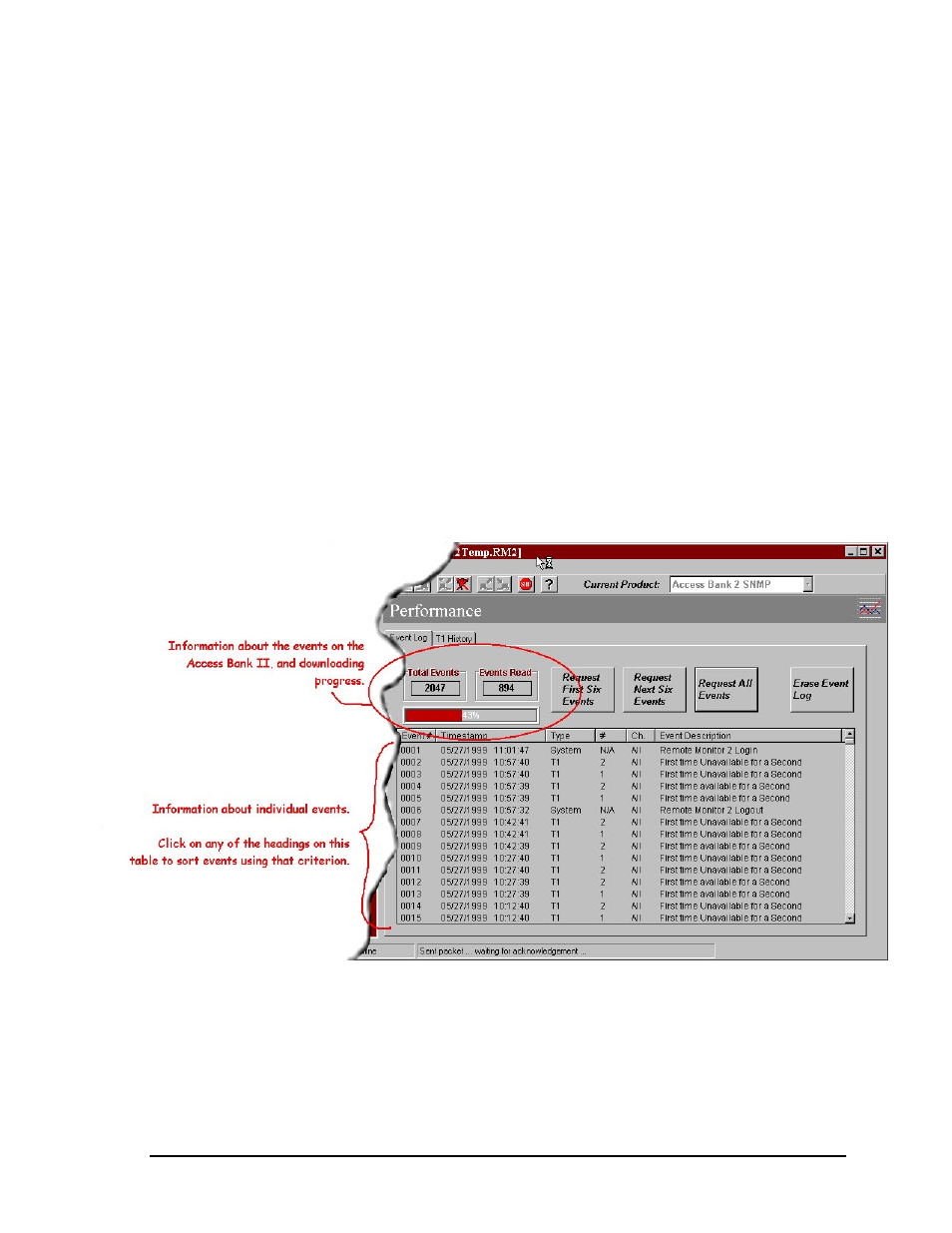 Performance, 1 the event log screen, The event log screen -1 | Chapter 7 | Carrier Access 5395 Pearl Parkway User Manual | Page 49 / 66