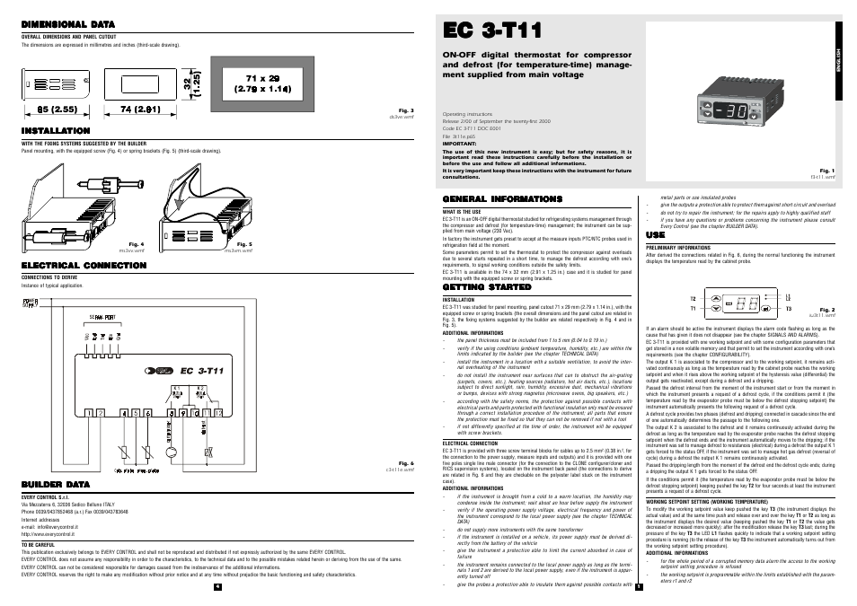 EVCO EC3T11 User Manual | 2 pages