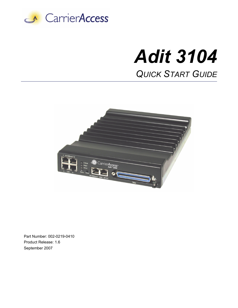 Carrier Access Bridge/Router 3104s User Manual | 34 pages
