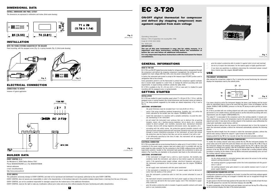 EVCO EC3T20 User Manual | 2 pages