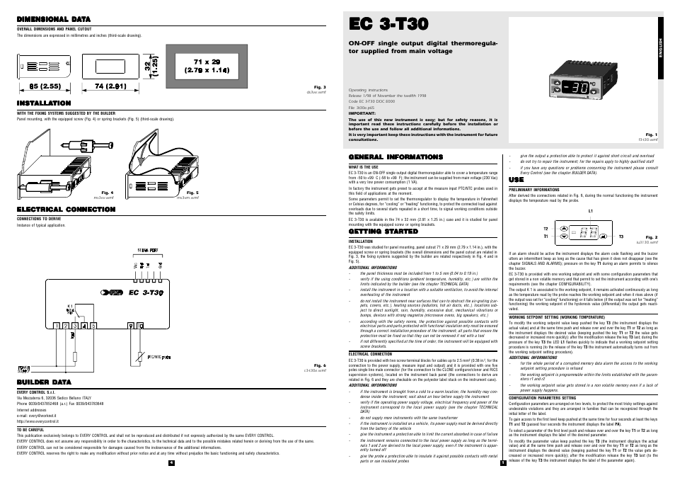 EVCO EC3T30 User Manual | 2 pages