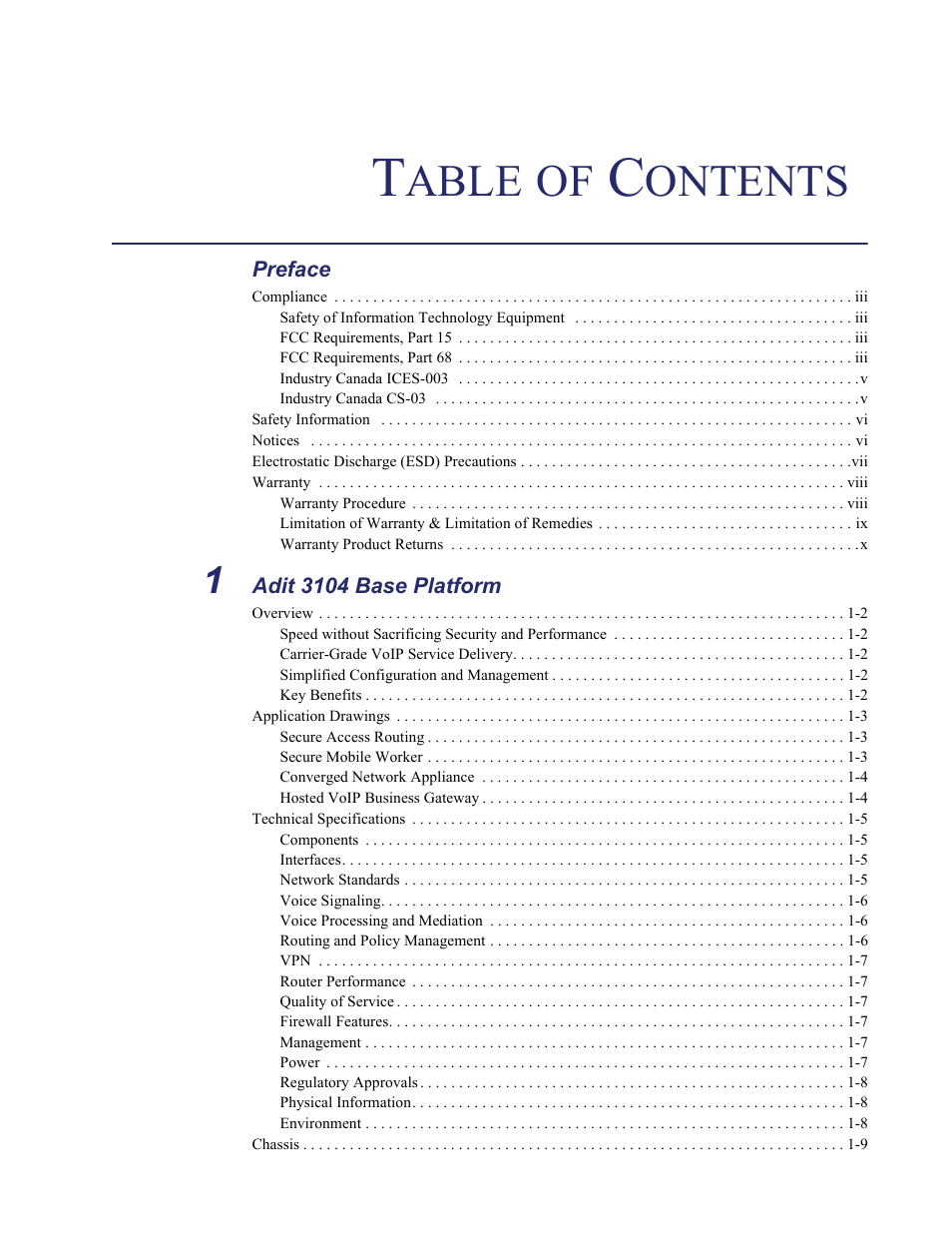Carrier Access Adit 3104 User Manual | Page 11 / 74