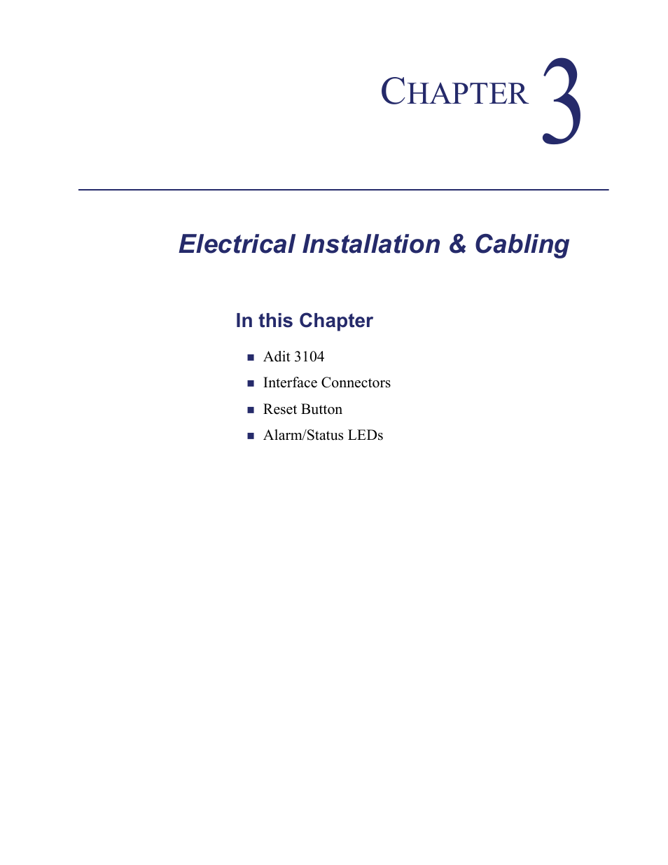 3 - electrical installation & cabling, Electrical installation & cabling | Carrier Access Adit 3104 User Manual | Page 31 / 74