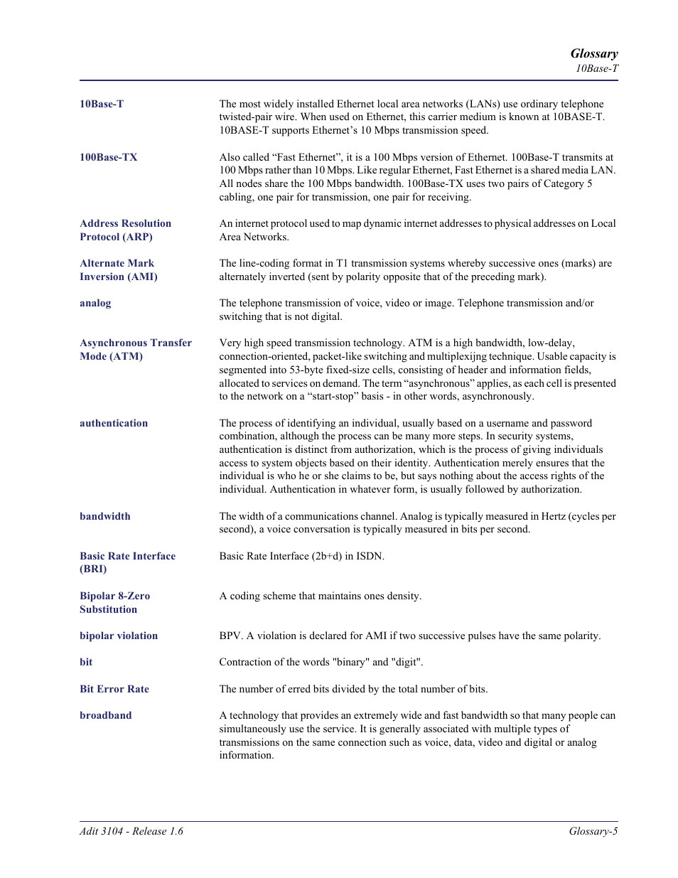 Carrier Access Adit 3104 User Manual | Page 63 / 74