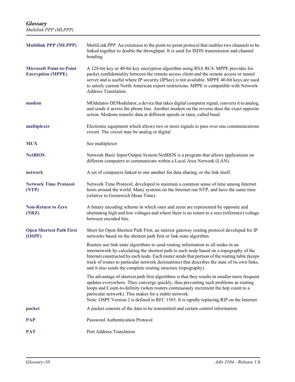 Carrier Access Adit 3104 User Manual | Page 68 / 74