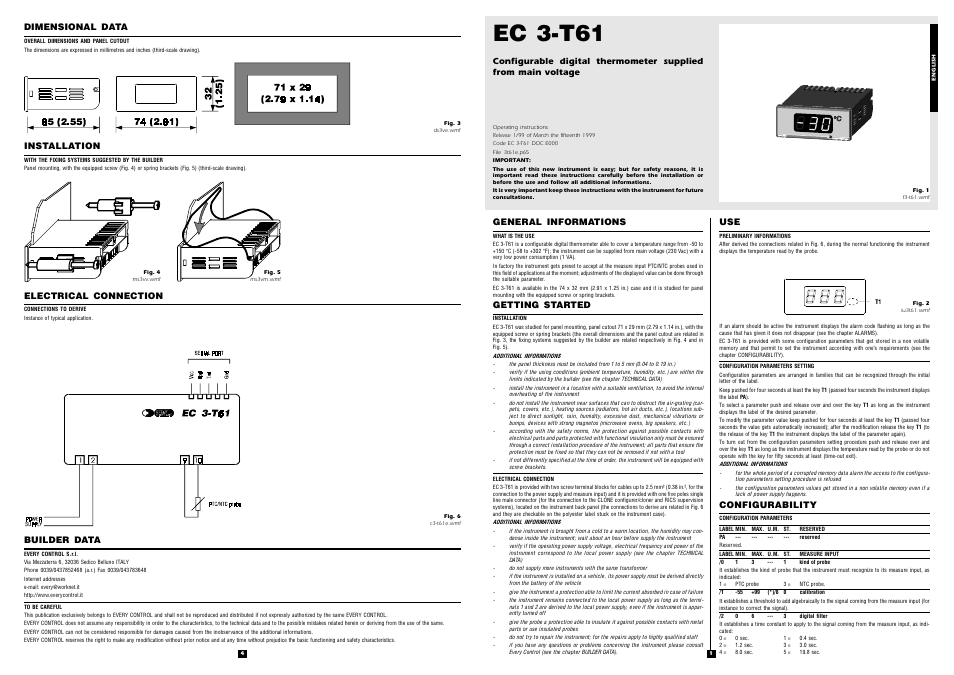 EVCO EC3T61 User Manual | 2 pages