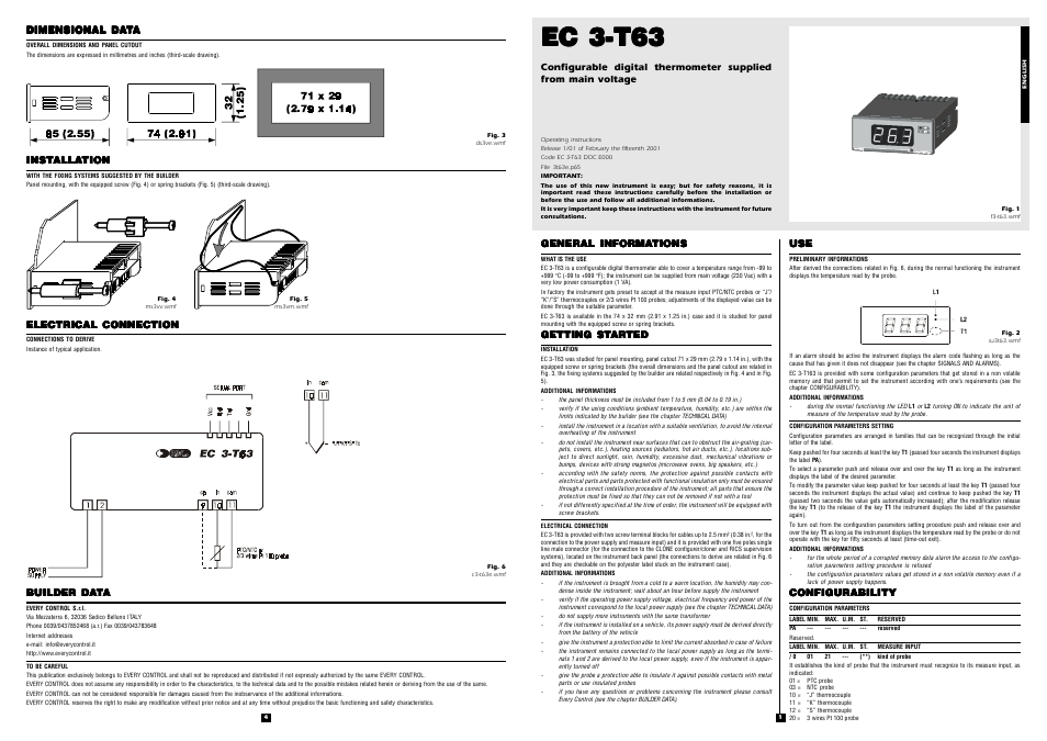 EVCO EC3T63 User Manual | 2 pages