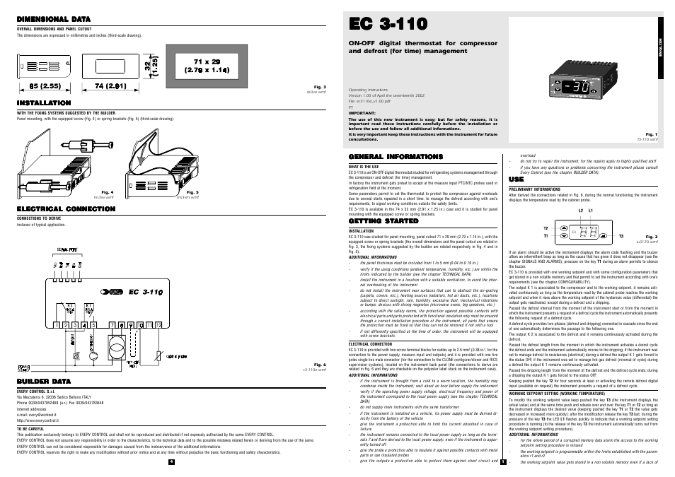 EVCO EC3110 User Manual | 2 pages