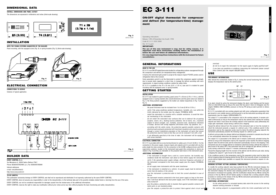 EVCO EC3111 User Manual | 2 pages