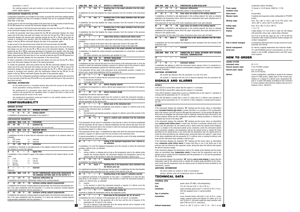 Configurability, Signals and alarms, Technical data | How to order | EVCO EC3111 User Manual | Page 2 / 2