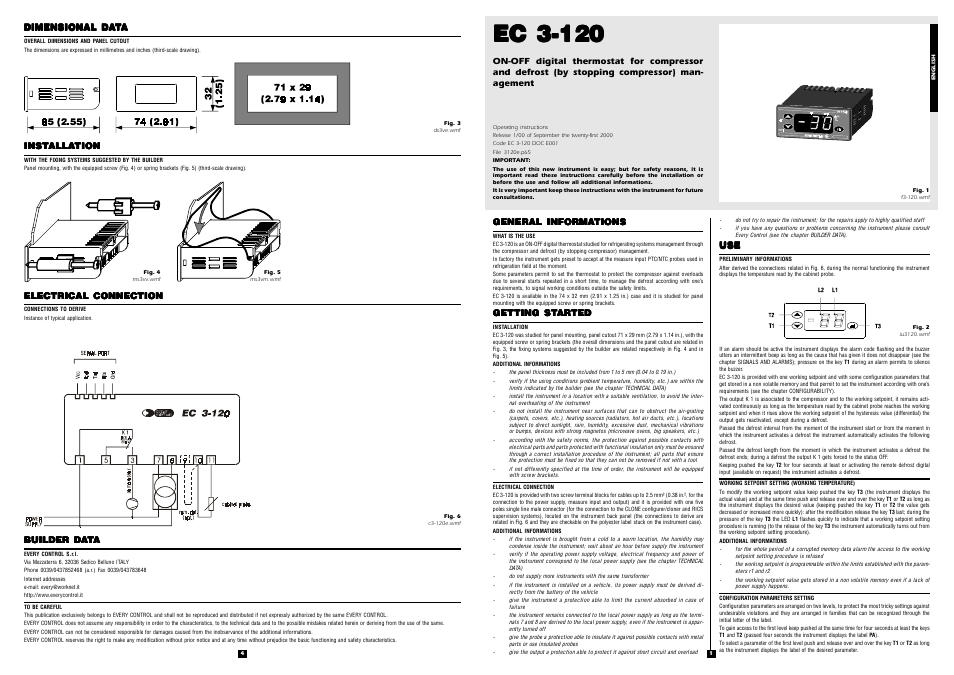 EVCO EC3120 User Manual | 2 pages