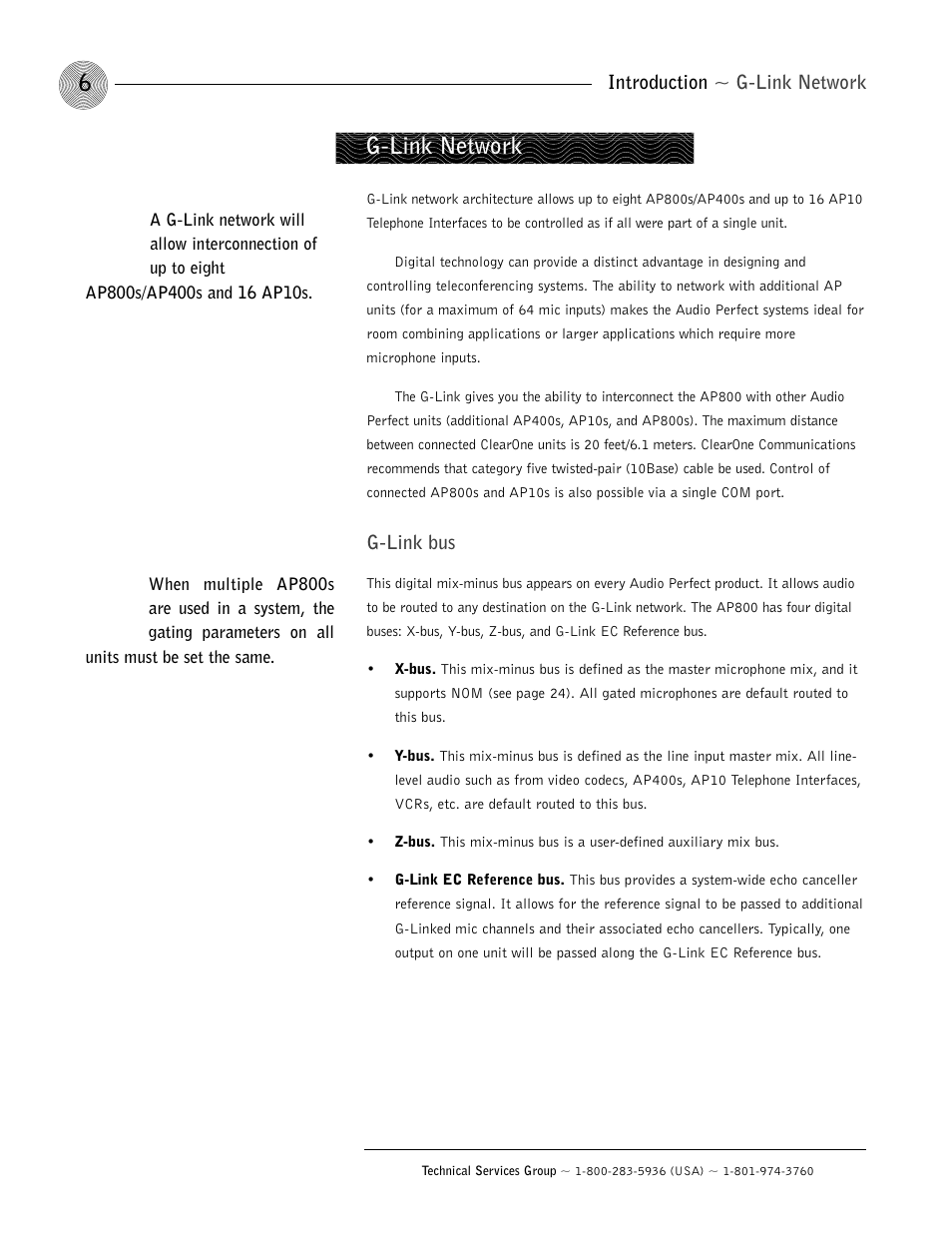 G-link network | ClearOne AP800 User Manual | Page 10 / 68
