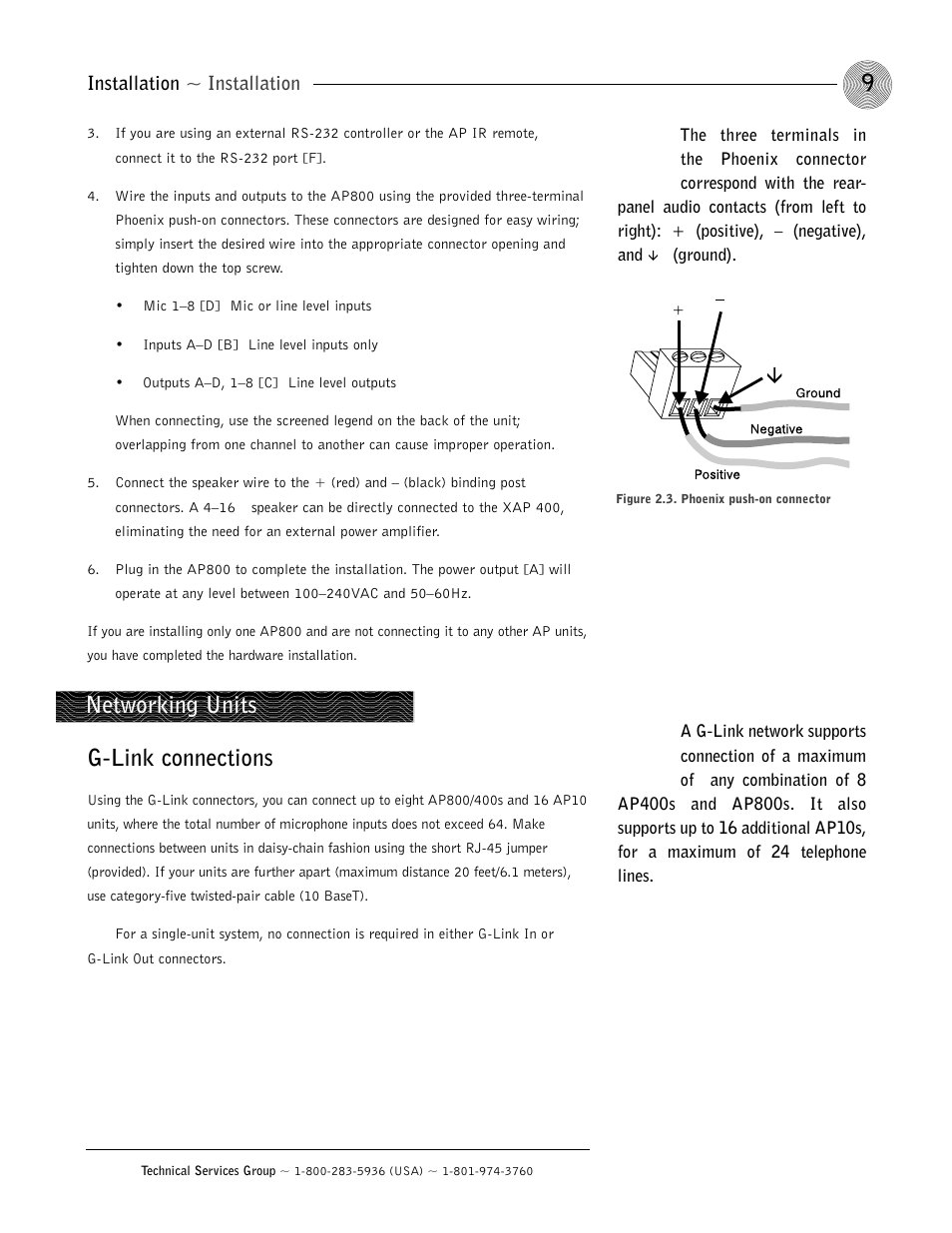 G-link connections, Networking units | ClearOne AP800 User Manual | Page 13 / 68