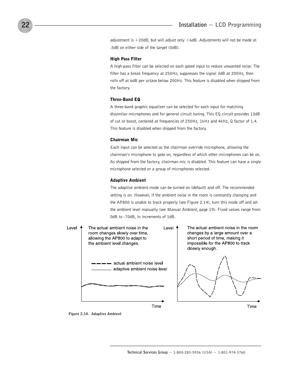 Installation ~ lcd programming | ClearOne AP800 User Manual | Page 26 / 68