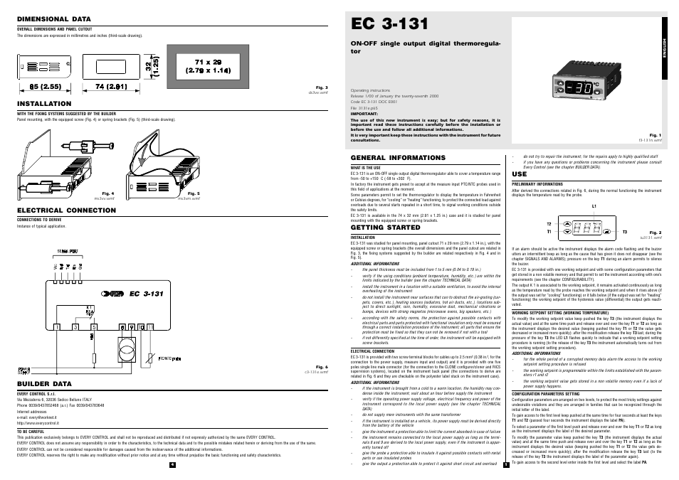 EVCO EC3131 User Manual | 2 pages