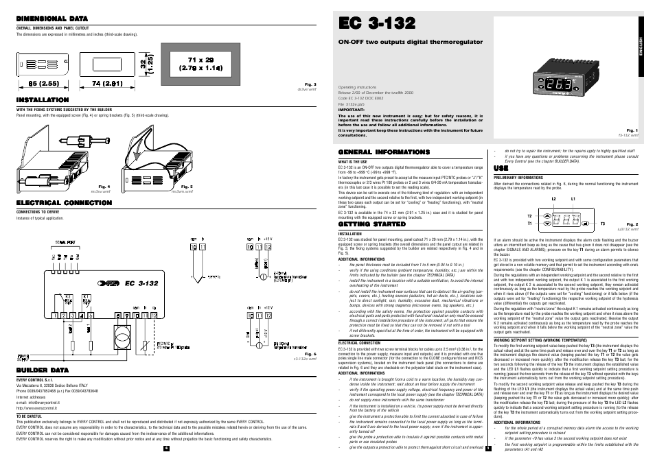 EVCO EC3132 User Manual | 4 pages