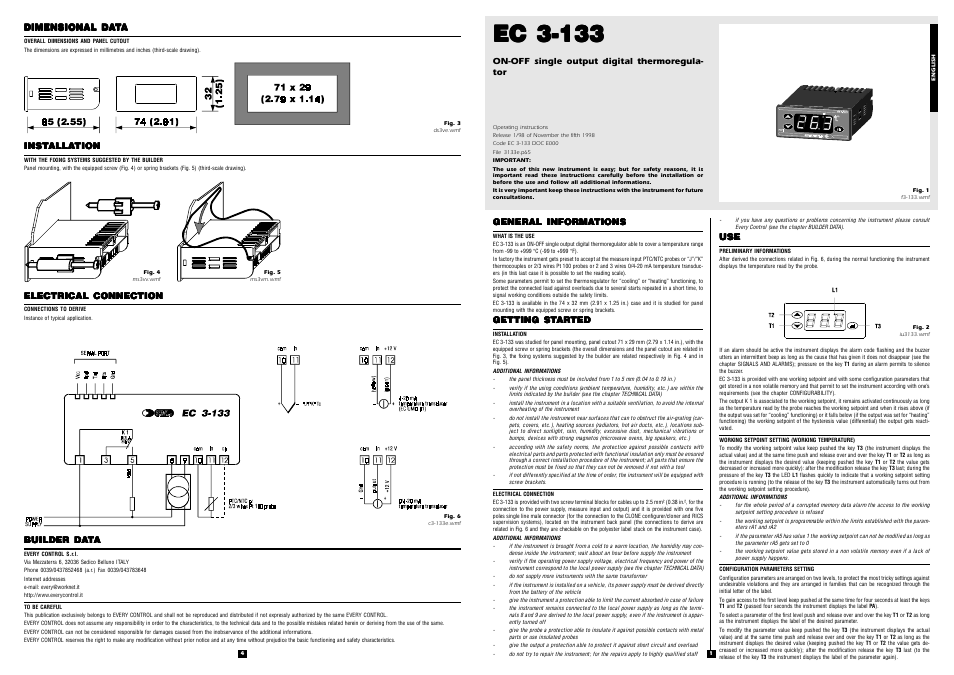 EVCO EC3133 User Manual | 2 pages