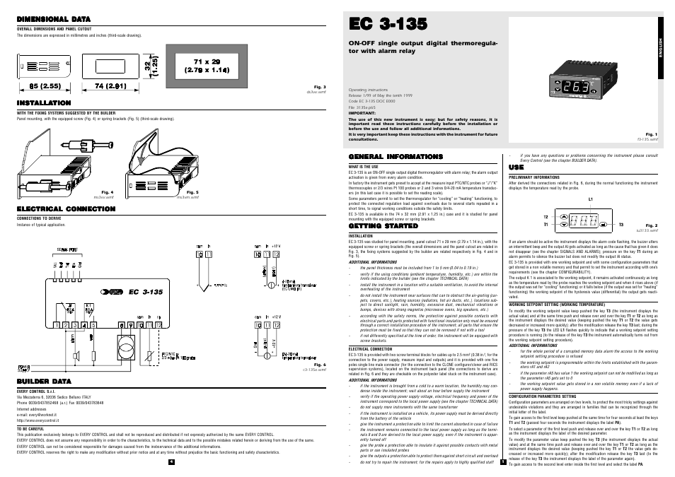 EVCO EC3135 User Manual | 2 pages