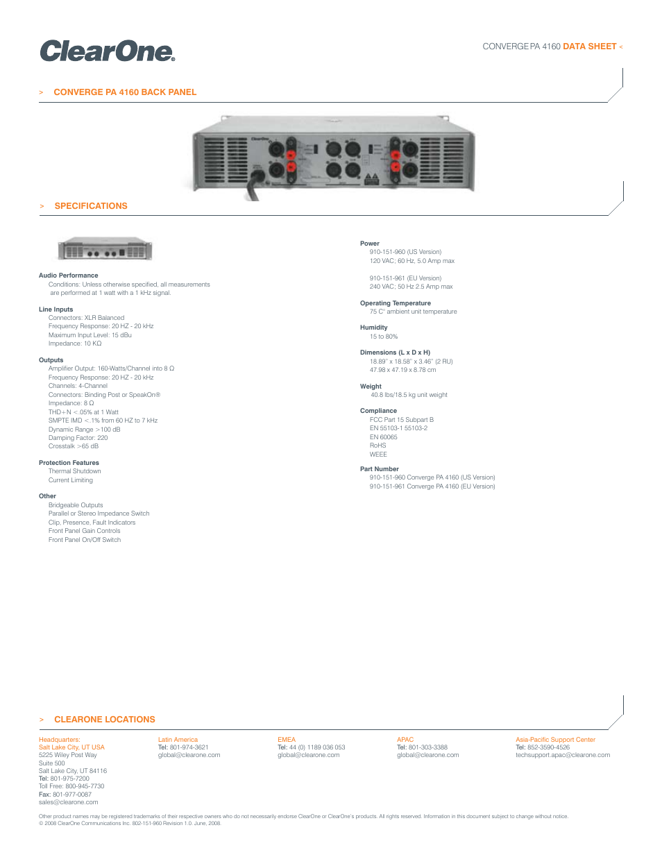 ClearOne comm Converge PA 4160 User Manual | Page 2 / 2