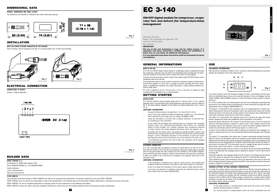 EVCO EC3140 User Manual | 2 pages