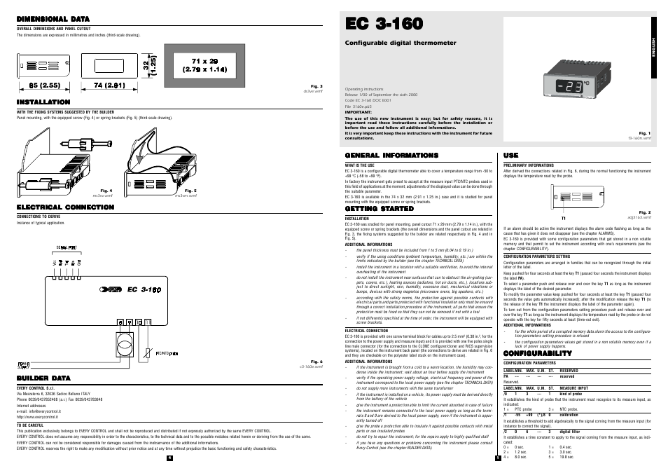 EVCO EC3160 User Manual | 2 pages