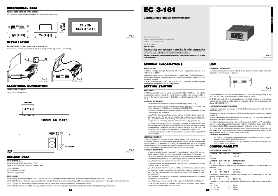 EVCO EC3161 User Manual | 2 pages