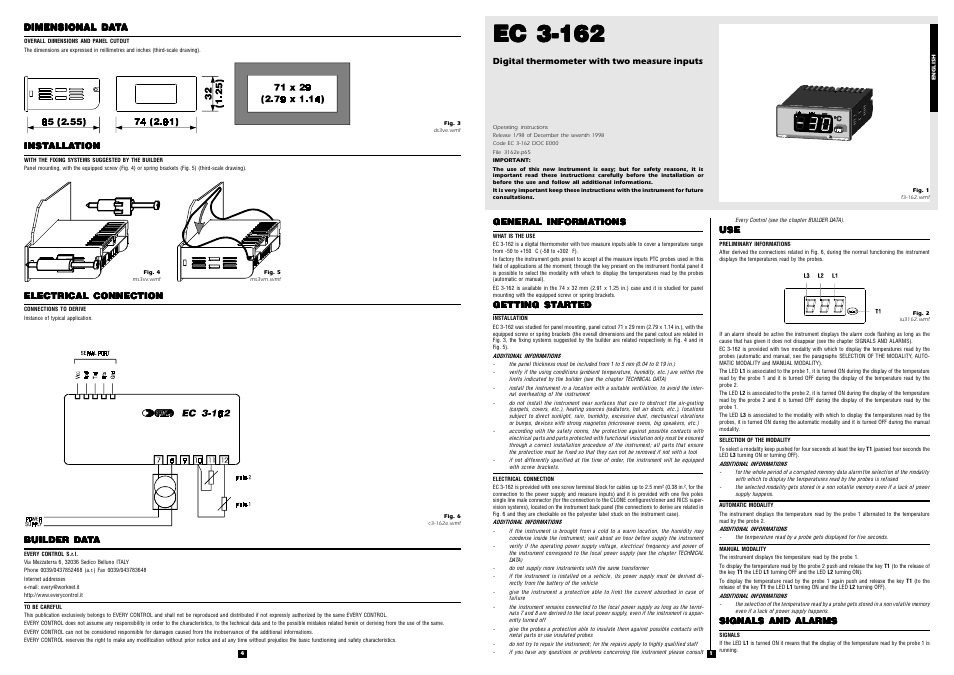 EVCO EC3162 User Manual | 2 pages
