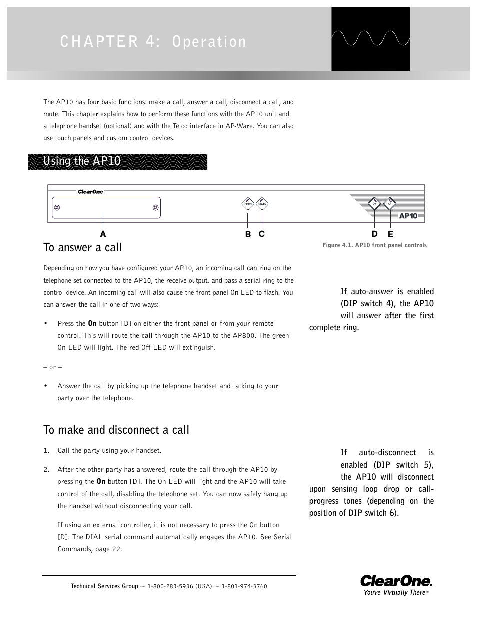 Chapter 4: operation, Using the ap10 | ClearOne AP10 User Manual | Page 19 / 40