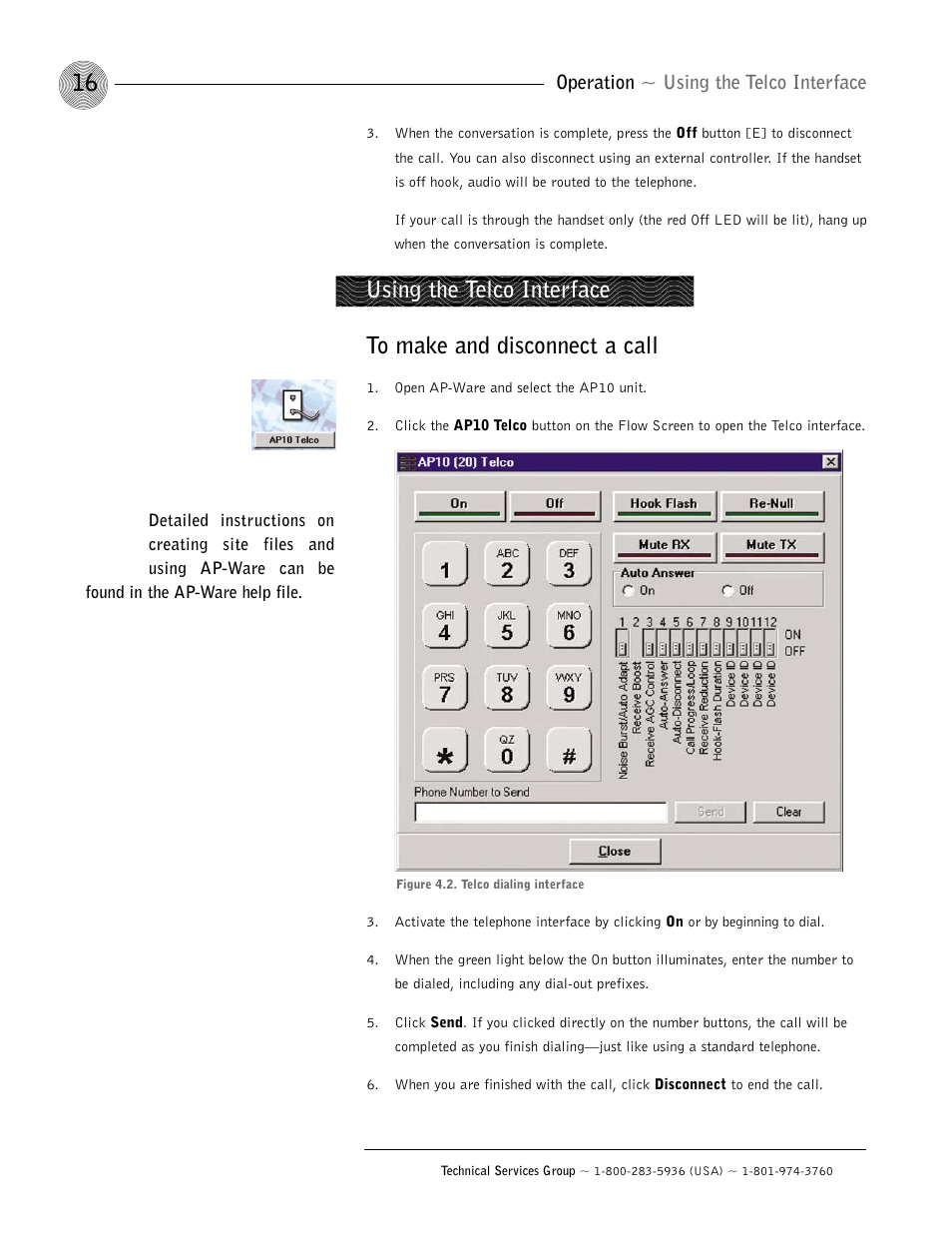 Using the telco interface | ClearOne AP10 User Manual | Page 20 / 40